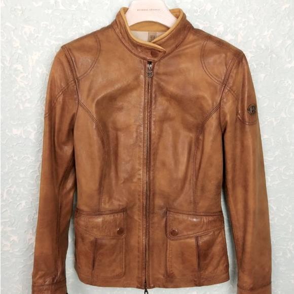 MATCHLESS Women’s Leather Moto Jacket, Camel, EU Size 40 - Picture 7 of 15
